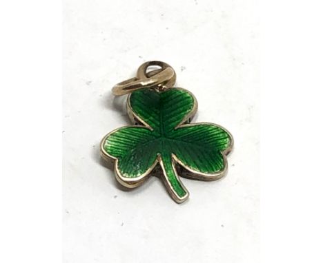 Vintage 9ct gold &amp; enamel clover charm 1.g 