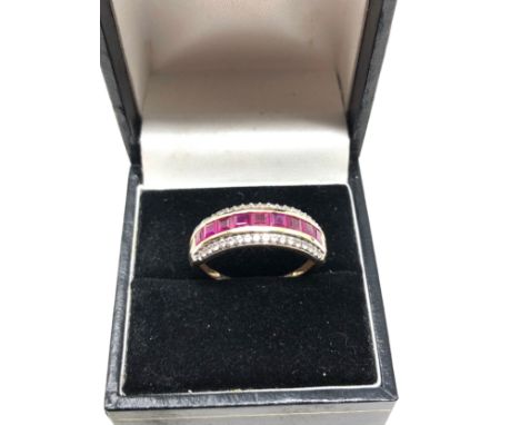 9ct gold diamond &amp; ruby ring weight 3g 