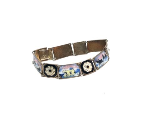 Vintage silver &amp; enamel bracelet 