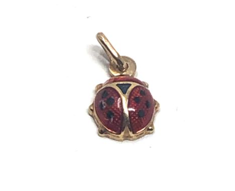 9ct gold enamel ladybird charm 0.8g 