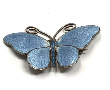 Silver &amp; enamel butterfly brooch enamel wear to centre not hallmarked  measures approx 6.1cm wide 