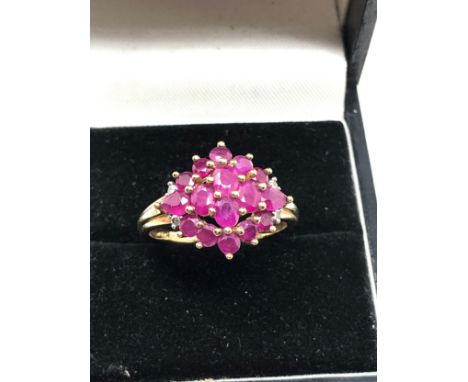 9ct gold ruby &amp; diamond ring weight 3g 