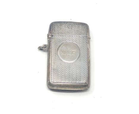 Oversize Antique silver vesta case match striker measures approx 6.6cm by 4cm wide Birmingham silver hallmarks 