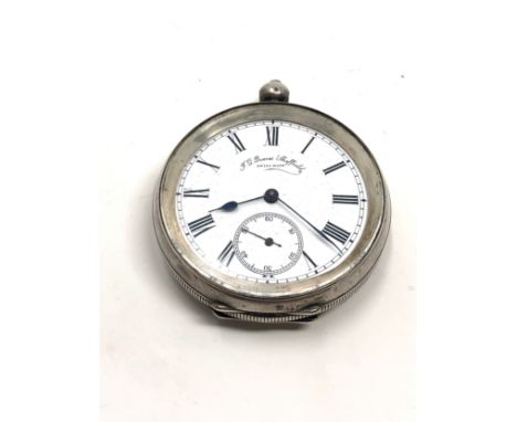 Antique silver open faced pocket watch j.g.graves sheffield watch is ticking missing bow 