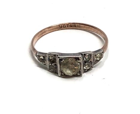 Antique 9ct gold &amp; silver paste ring 