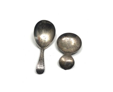 2 antique silver tea caddy spoons 