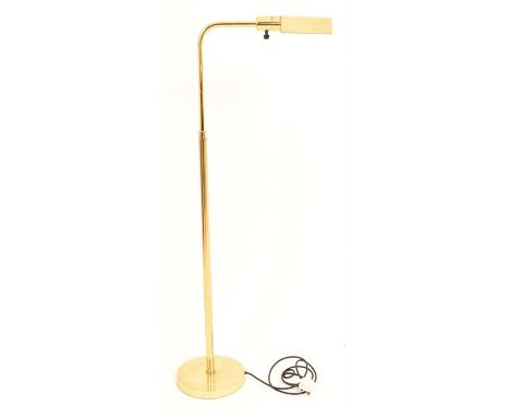A brass adjustable standard lamp. H=131, W=24, D=24cm