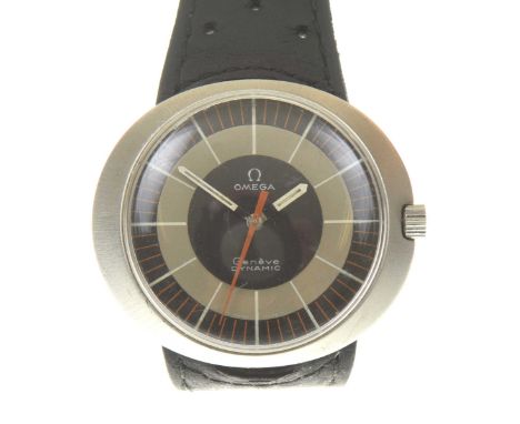 Omega: A stainless steel manual wind 'Bullseye' wristwatchThe signed dial with a concentric design, with white hour markers a