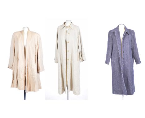 Three ladies designer coatsA Max Mara cream light single breasted trench coat, with an interior pocket and two large outer po
