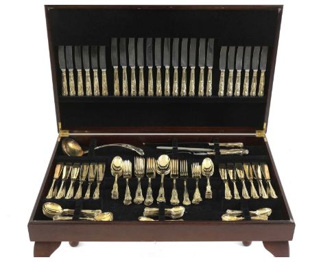 A silver plated Kings pattern canteen of cutlery for twelve settings,comprising table and dessert knives, table forks, 11 des