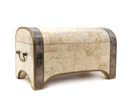 A modern casket or CD case,'tiled' with white veined travertine marble,36cm wide21cm highCondition ReportNo obvious major fau