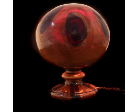 A Brazilian wooden table lamp,20th century, of globe form27cm highProvenance: The Jan Finch CollectionCondition ReportNo obvi