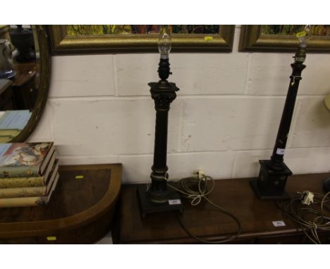 A bronzed Corinthian column table lamp