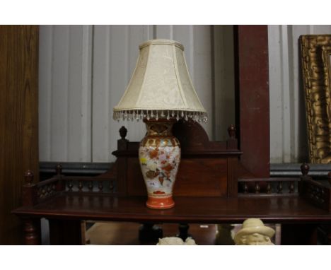 A Japanese Satsuma table lamp and shade