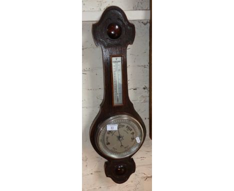 Oak banjo barometer