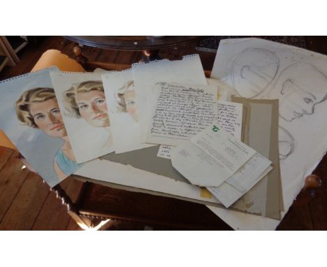 Folio of sketches with 3 original illustrations for Enid Blyton books by Dorothy Brook, and including her notes for a lecture