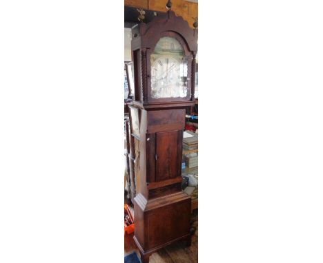 19th c. longcase clock with arched painted dial by William Bishop of Trowbridge, the 8-day movement having seconds dial &amp;