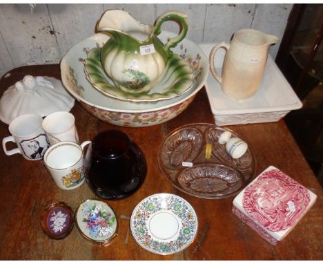Jug and basin and other china