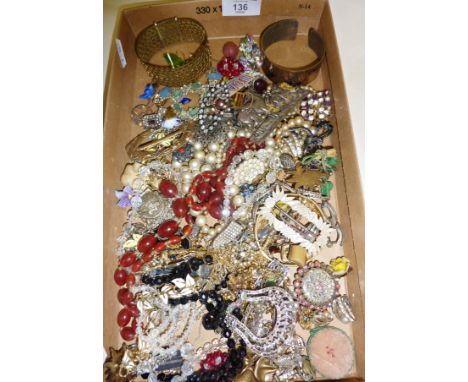 Vintage and older costume jewellery, inc. antique paste buckles, enamel butterfly brooch, earrings, etc.