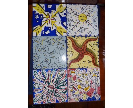 Set of six ceramic tiles - "La Suite Catalane", designed by celebrated Surrealist artist Salvador Dali, in 1954, in a Limited