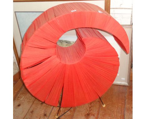 Retro orange fabric-covered sculptural floor lamp