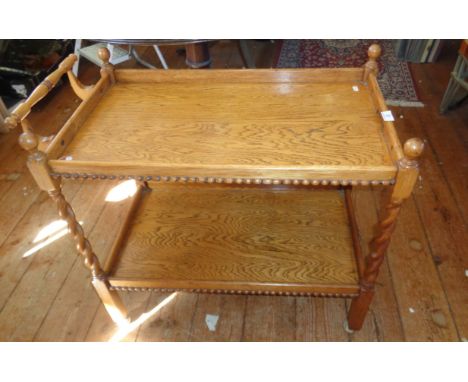 Light oak two tier tea trolley