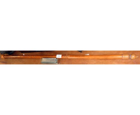 Chinese bamboo vertical flute with character marks and turned wood ends, 106 cms long, and a M. Hohner Super Chromica harmoni