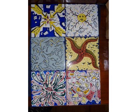 Set of six ceramic tiles - "La Suite Catalane", designed by celebrated Surrealist artist Salvador Dali, in 1954, in a Limited