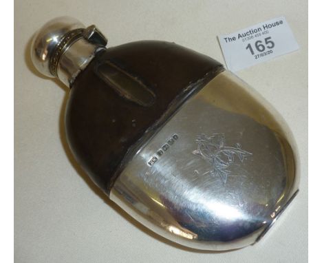 Victorian silver and leather hip flask - Sheffield 1889, Henry Wigfull
