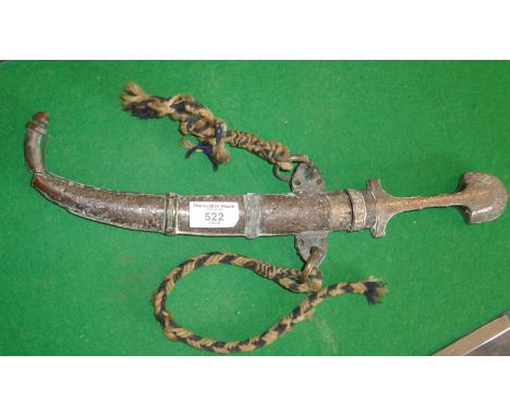 A Moroccan dagger 'jambiya' with decorated silver scabbard sheath