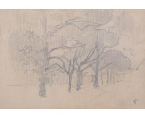 Victor Pasmore (1908 - 1998), Trees, pencil drawing, signed with monogram, 12cm x 17cm, framed, provenance: The Redfern Galle