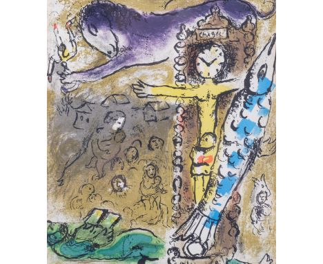 Marc Chagall, Christ In The Clock, lithograph, published 1972, 22cm x 19cm, framedGood condition 