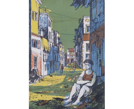 John Minton (1917-1957), lithograph in colours on wove paper, Corsican Boy, 21.5cm x 14.5cm, mounted, glazed and framed 
