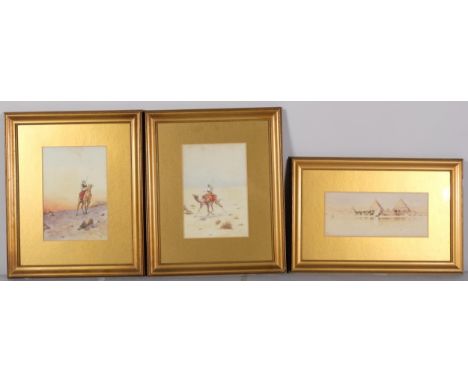 H L Pignon, 5 Egyptian scenes, watercolour, all signed and dated 1916, framed (5)Some light foxing, generally good condition,