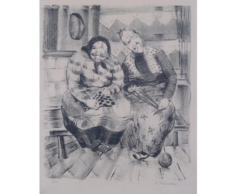 Felicia Pacanowska (Polish, 1908 - 2002), 2 women, lithograph, signed in pencil, dated 1929, image 27cm x 22cm, framedEven pa