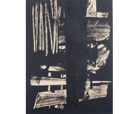 Pierre Soulages, abstract, lithograph no. 9, issued XX Siecle 1959, 30cm x 23cm, framedGood condition 