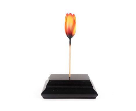 Nancy Fouts (American, 1945-2019) 'Tulip Match', 2017, cast resin and airbrushed petals, wood and LED light on shaped plinth,