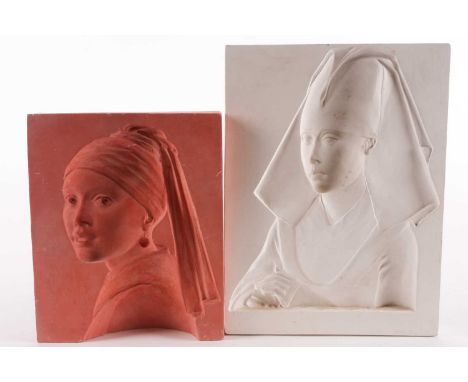 Late 20th-century school, two cast plaster moulds after classical/Renaissance paintings. The white example after Rogier Van d