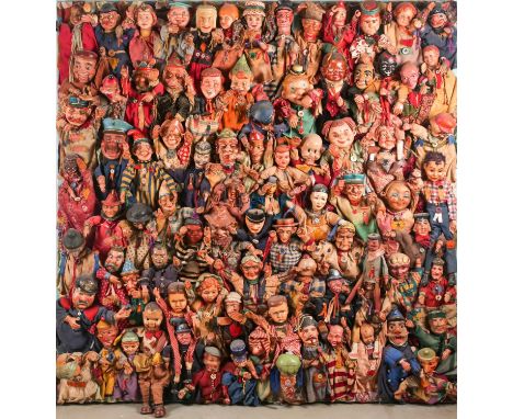 Nancy Fouts (American, 1945-2019) 'Puppet Board #1', 2010, vintage hand puppets mounted on board. 122 x 122 x 15cm.Footnote: 