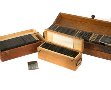 Collection of French Negatives &amp; Magic Lantern Slides Mainly French, C1900 and later, negatives in a wooden case showing 