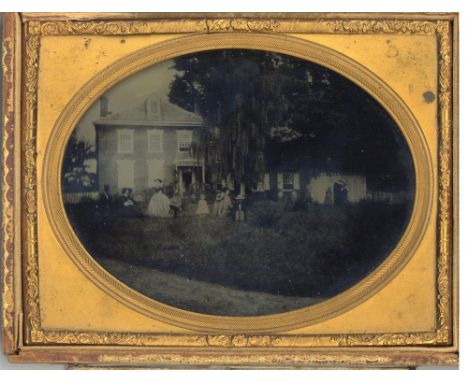 JAMES FRANCIS MAGEE (1834-1903), The Magee Farm, Marcus Hook, two half-plate ambrotypes of the Magee family posed outside the