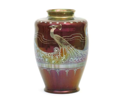 A large Pilkington's Lancastrian vase by Gordon Forsyth,  dated 1911, shouldered form with everted top rim, painted with a ba