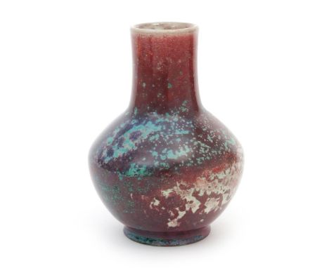 A Ruskin Pottery high-fired stoneware vase by William Howson-Taylor,  dated 1933, ovoid with cylindrical neck, covered in a m