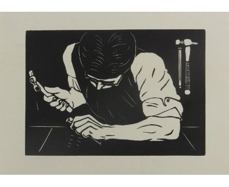Arthur Gaskin RBSA (1862-1928) The Silversmith, (H.G. Murphy) woodcut print on paper, unsigned 11 x 7.5cm. (image) Provenance