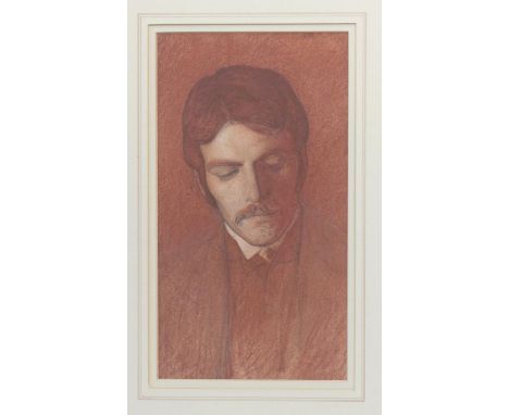Arthur Joseph Gaskin (1862-1928) Portrait of a Young Man, (probably Charlie Gaskin) dated 1888 red and black conte pencil wit
