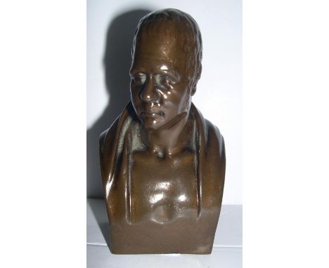 F BARBEDIENNE, antique small bronze bust of French man, signed9cm high 