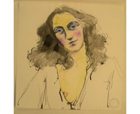Peter Collins (1923-2001) watercolour portrait of a young lady,  41 x 41 cm 
