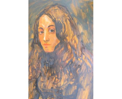 Peter COLLINS (1923-2001) 1974 oil on board, "Brown haired girl", signed, framed,The portrait measures 55 x 43 cm 