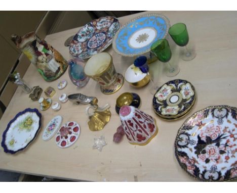 Large quantity of antique ceramic, porcelain and glassware (many a/f) to include Imari hanging plate, ornate plate stand, por