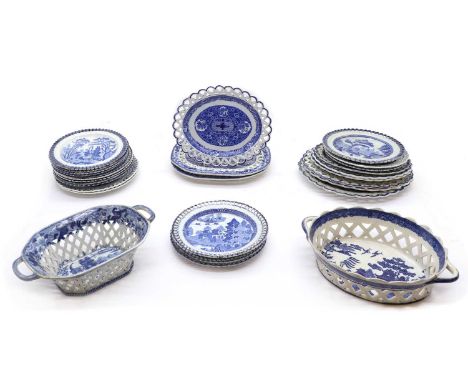 19th century, comprising two pierced baskets, and twenty-five pierced dishes, including Spode pearlware, Staffordshire and Da